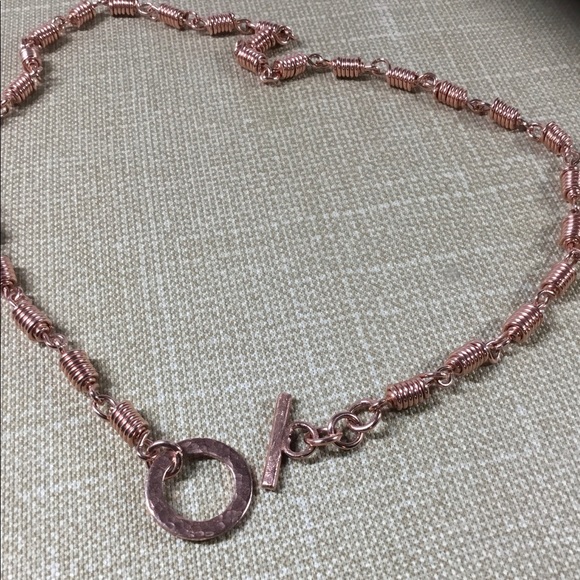 Toggle Necklace, Chunky Necklace, Copper Choker - Picture 3 of 8